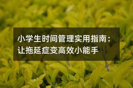 小学生时间管理实用指南:让拖延症变高效小能手