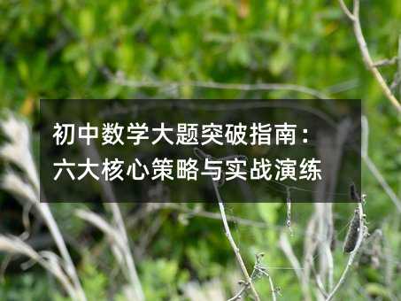 初中数学大题突破指南:六大核心策略与实战演练