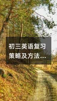初三英语复习策略及方法总结