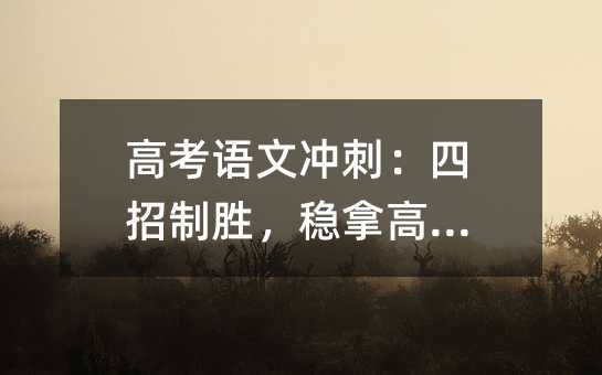 高考语文冲刺:四招制胜,稳拿高分!